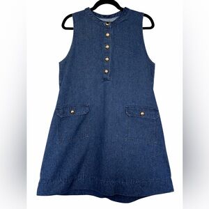 Denim Sleeveless Dress with Gold Buttons Size XL